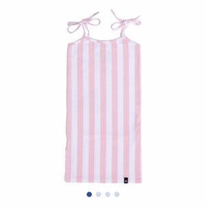 Pink and White Striped Kids Casual Dress
